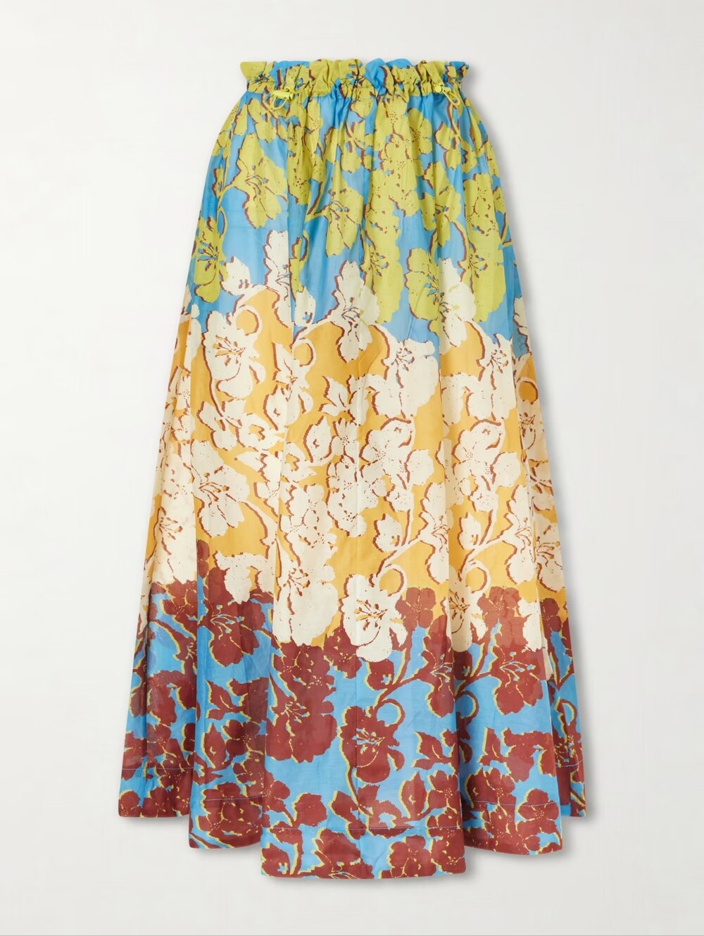 ALEMAIS Splice floral-print cotton and silk-blend midi skirt